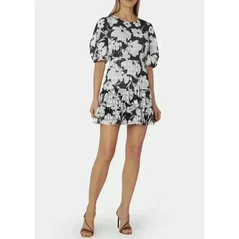 NWT MILLY ARLETTE PRINT DRESS in Multi Black Sz 10 MSRP $425